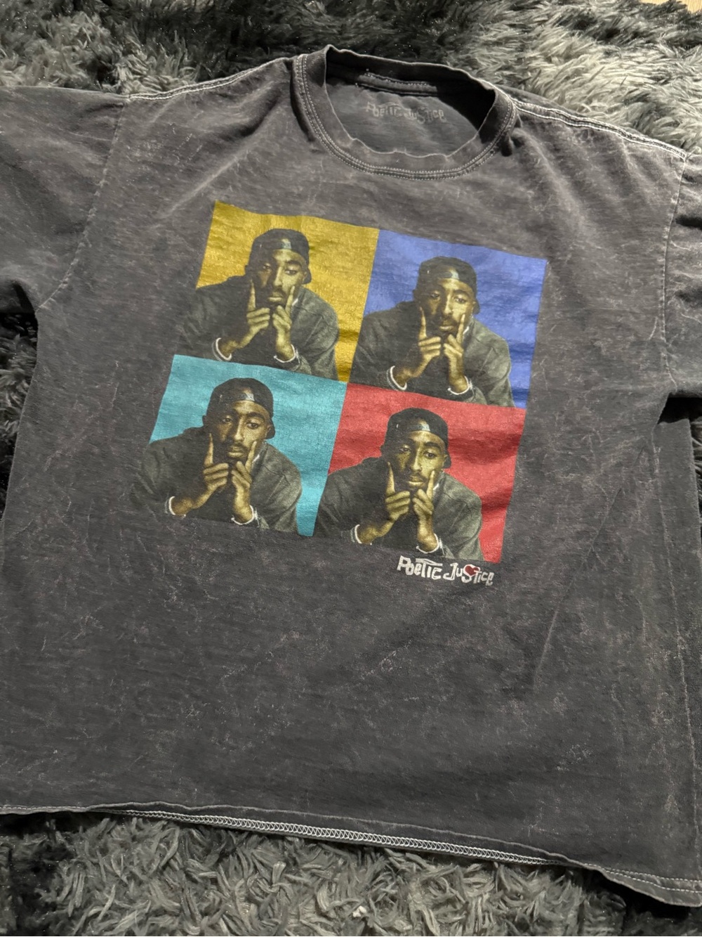 Charcoal gray mineral-washed Poetic Justice T-shirt